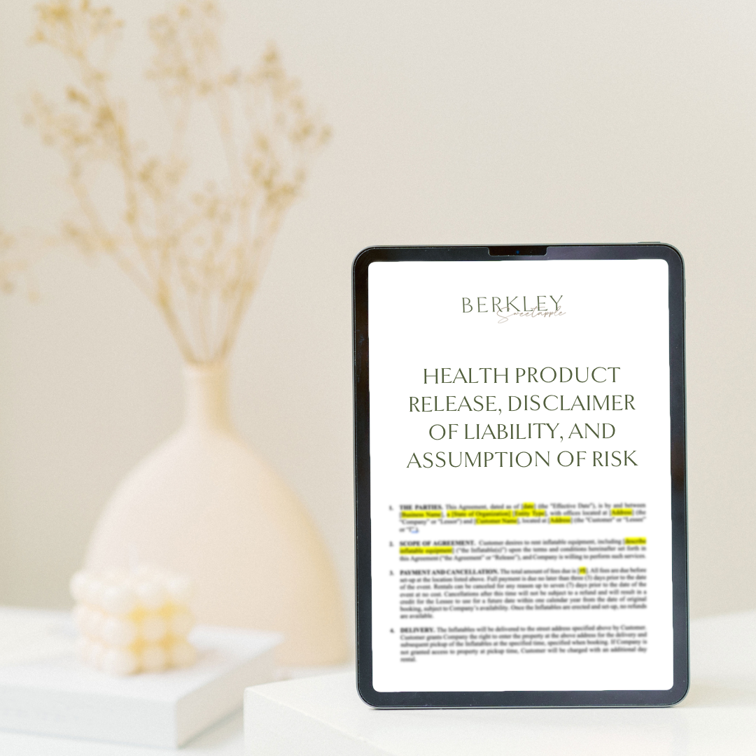 Health Product Bundle (Release + Disclaimer of Liability and Assumption of Risk)